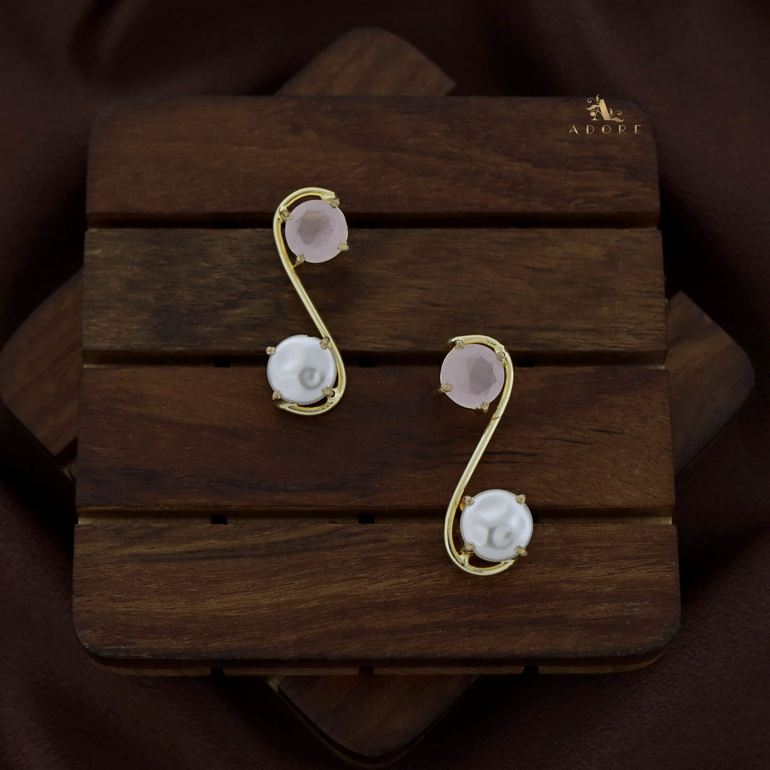 Golden S Baroque + Round Glossy Earring