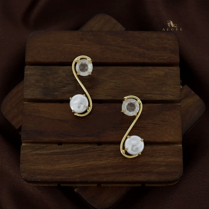 Golden S Baroque + Round Glossy Earring