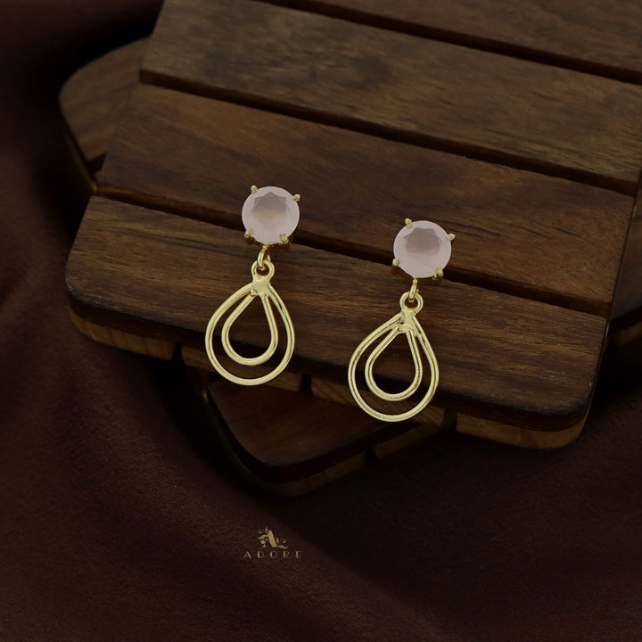 Round Glossy Twin Layer Drop Earring