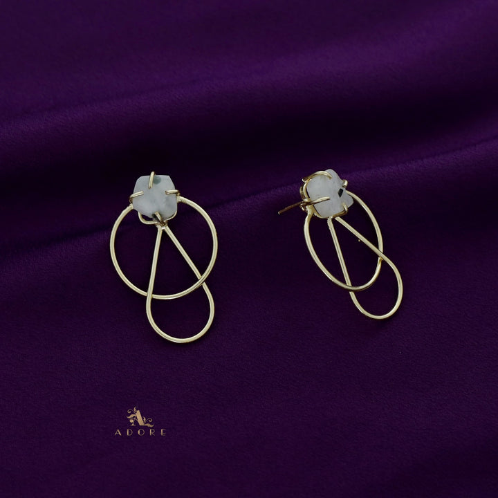 Isabel Raw Stone Golden Circle Drop Earring