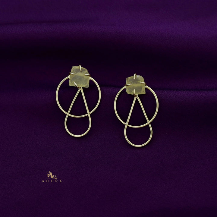 Isabel Raw Stone Golden Circle Drop Earring