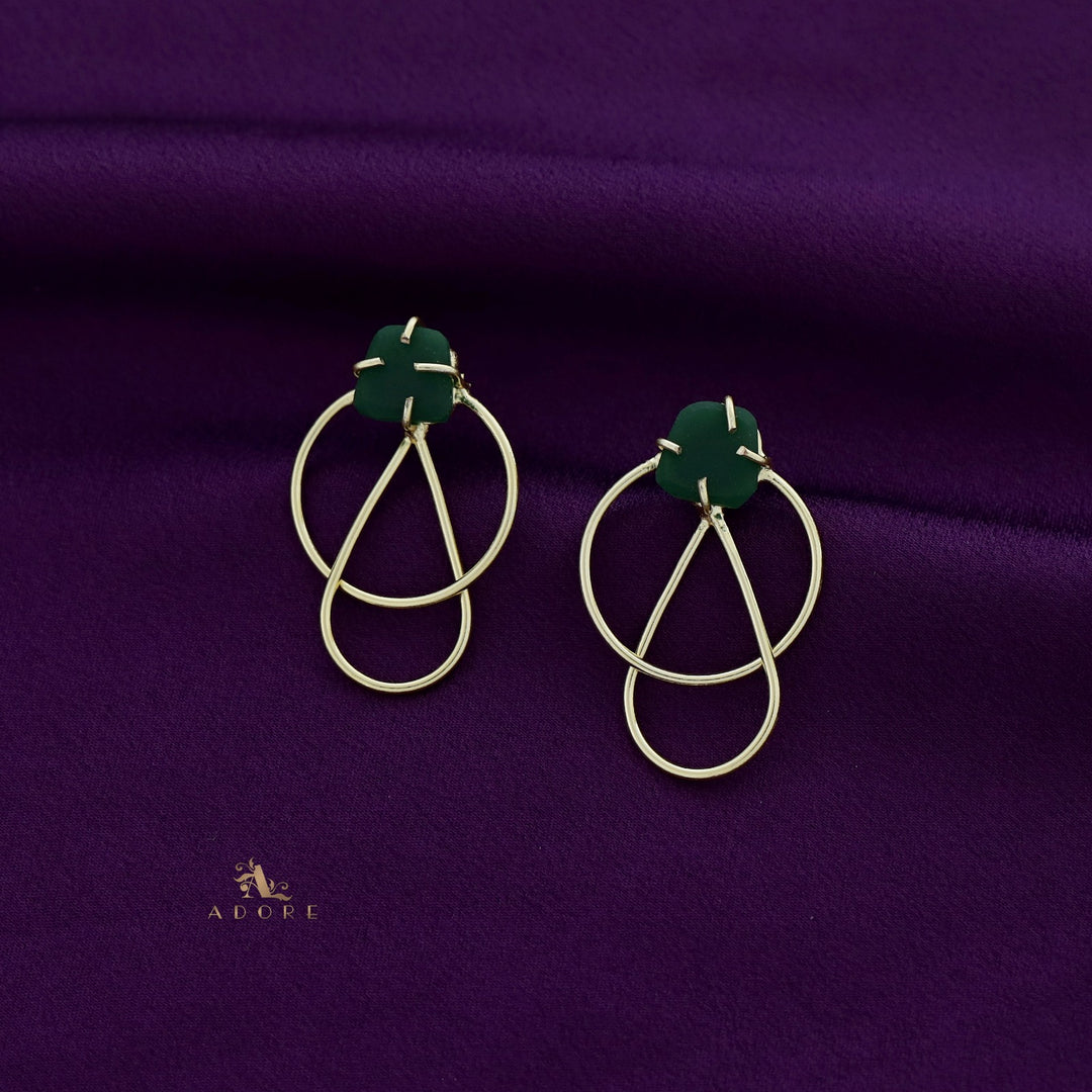 Isabel Raw Stone Golden Circle Drop Earring
