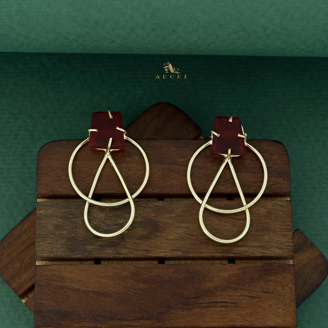 Isabel Raw Stone Golden Circle Drop Earring