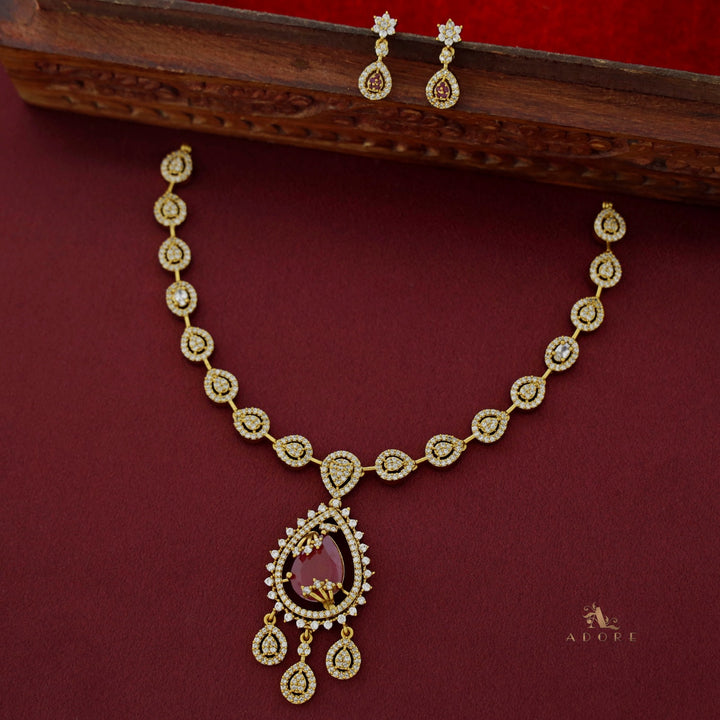 Nakshathra Short Neckpiece With Earring