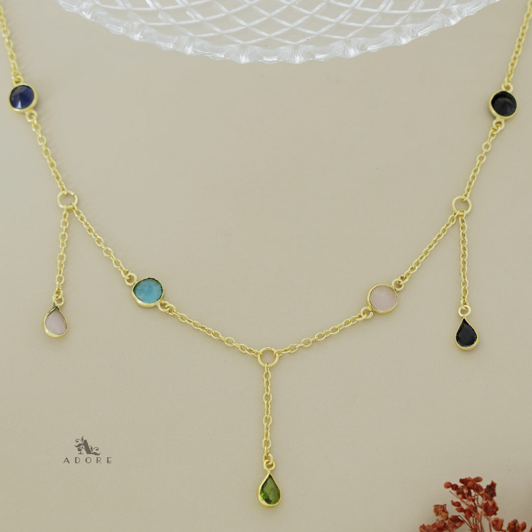 Glossy Drop 7 Stone Neckpiece