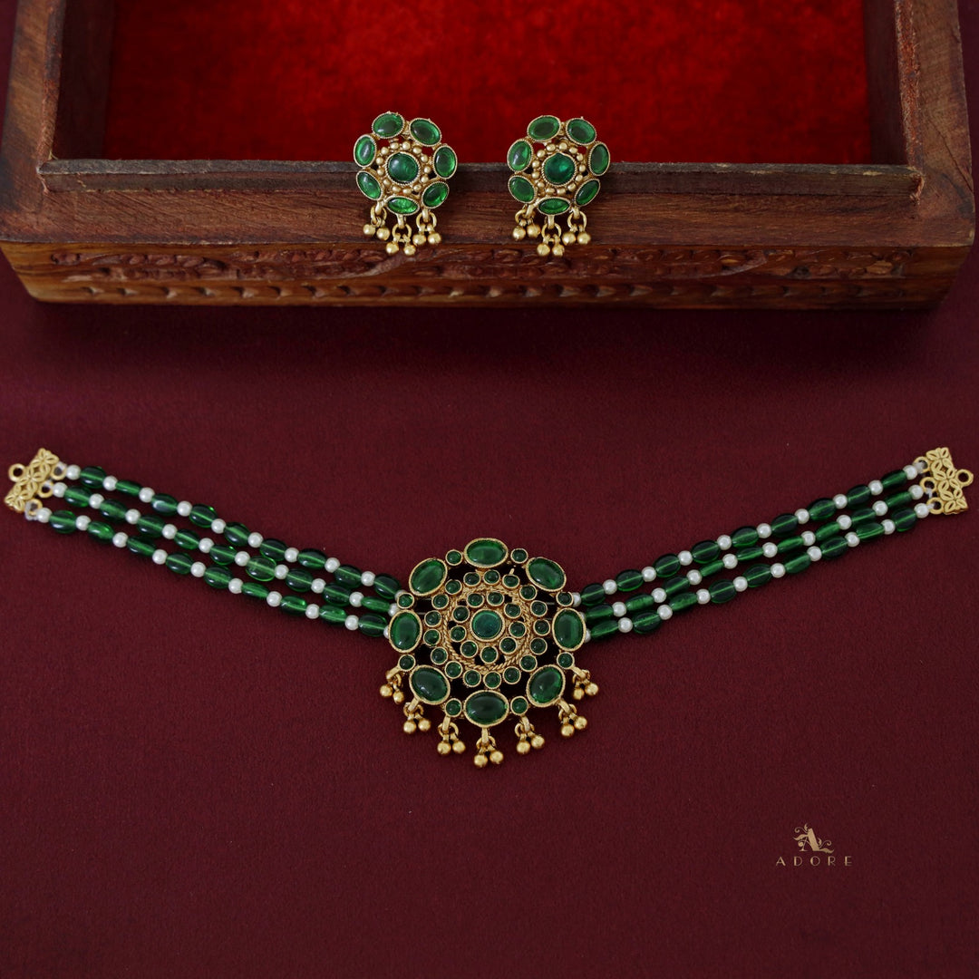 3 Layer Chakraviham Choker with Earring
