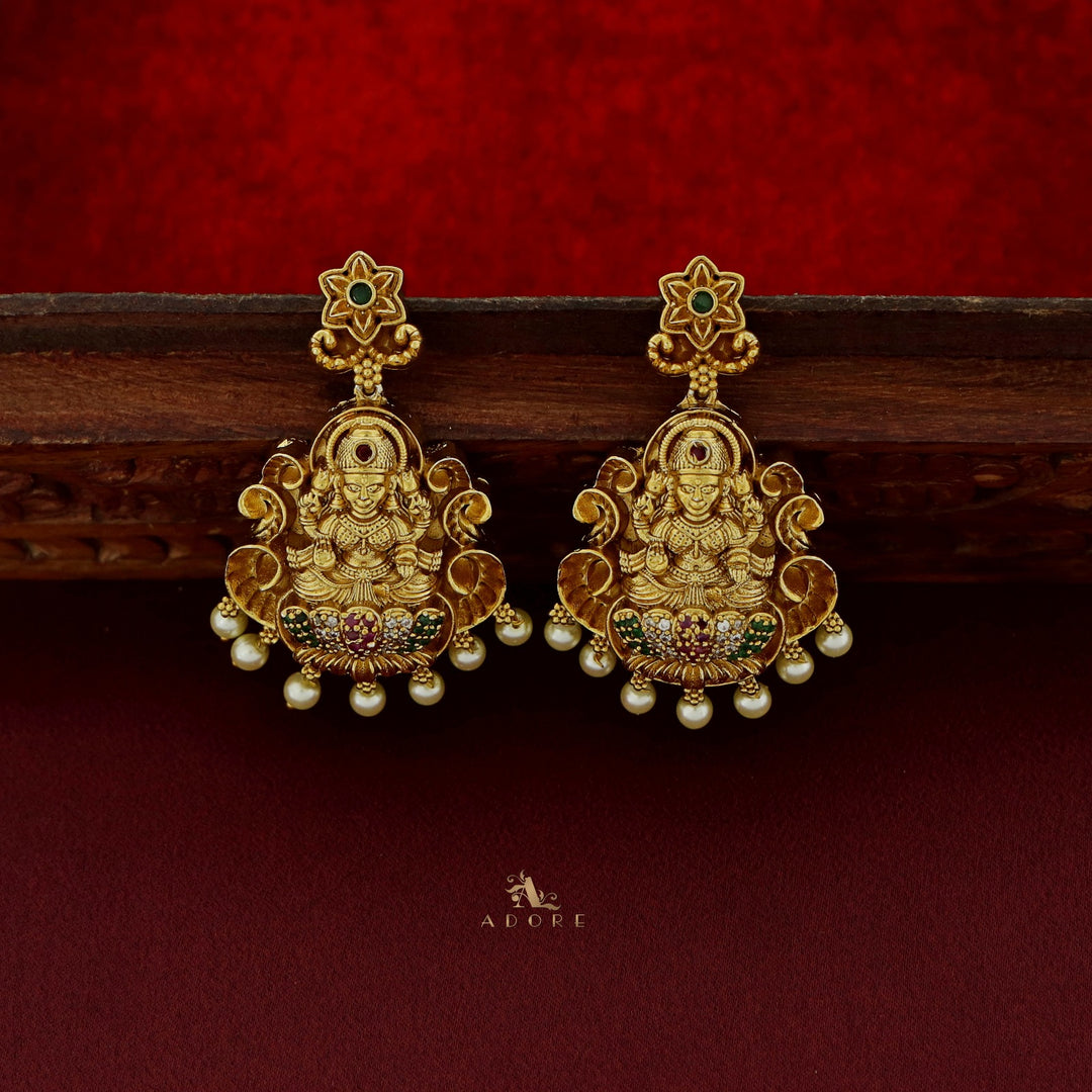Dhanalakshmi 3 Layer Rice Pearl Long Neckpiece with Earring