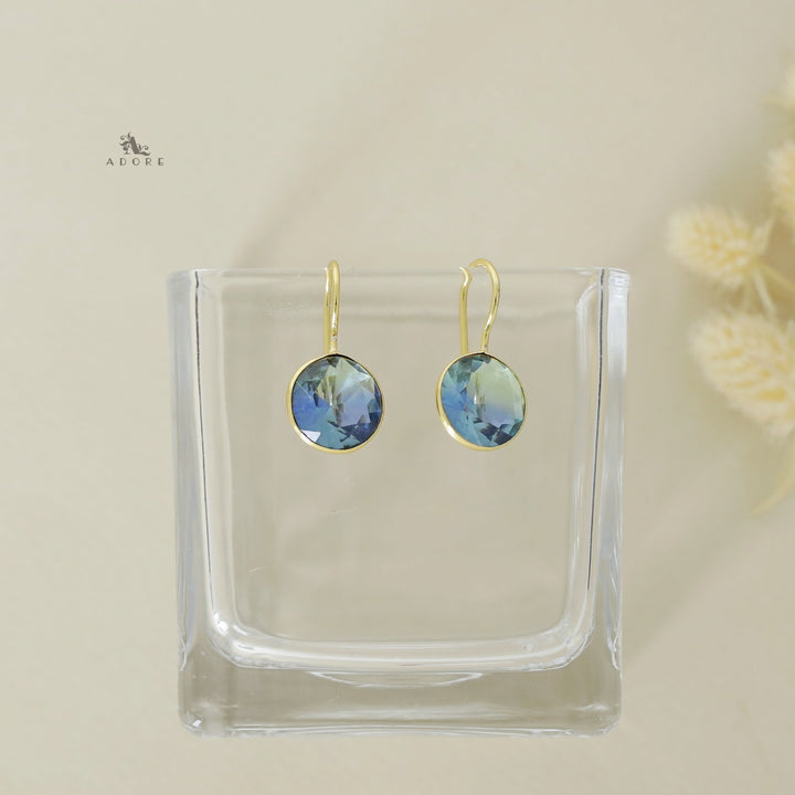 Glossy Round Drop Ametrine Stone Earring