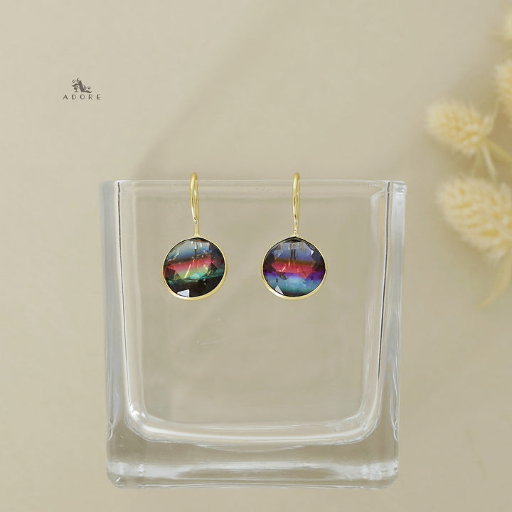 Glossy Round Drop Ametrine Stone Earring