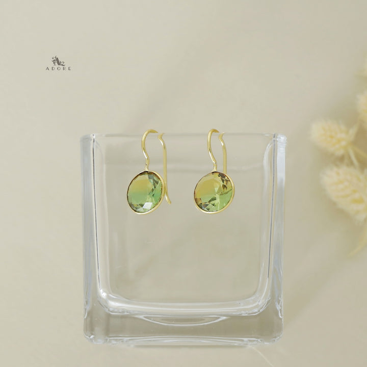 Glossy Round Drop Ametrine Stone Earring