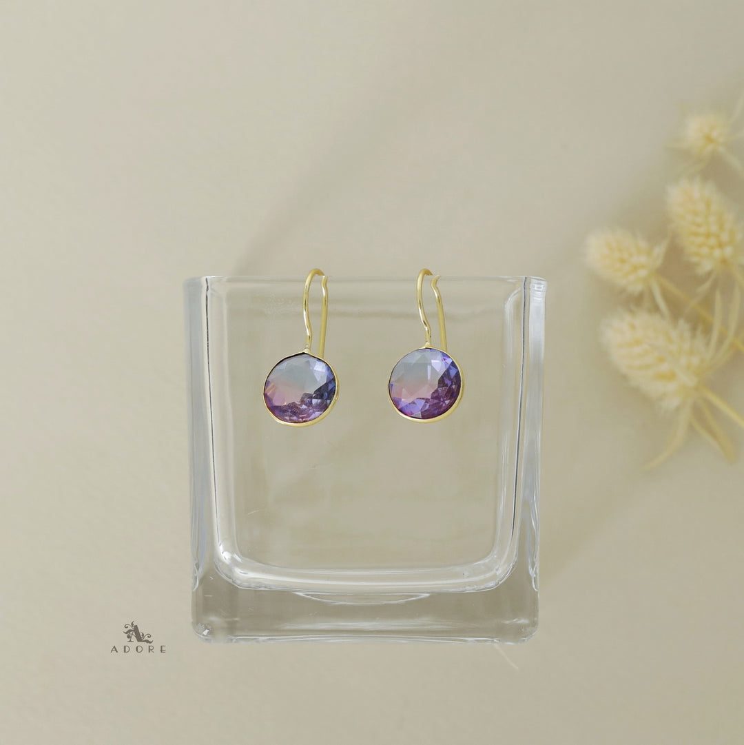 Glossy Round Drop Ametrine Stone Earring