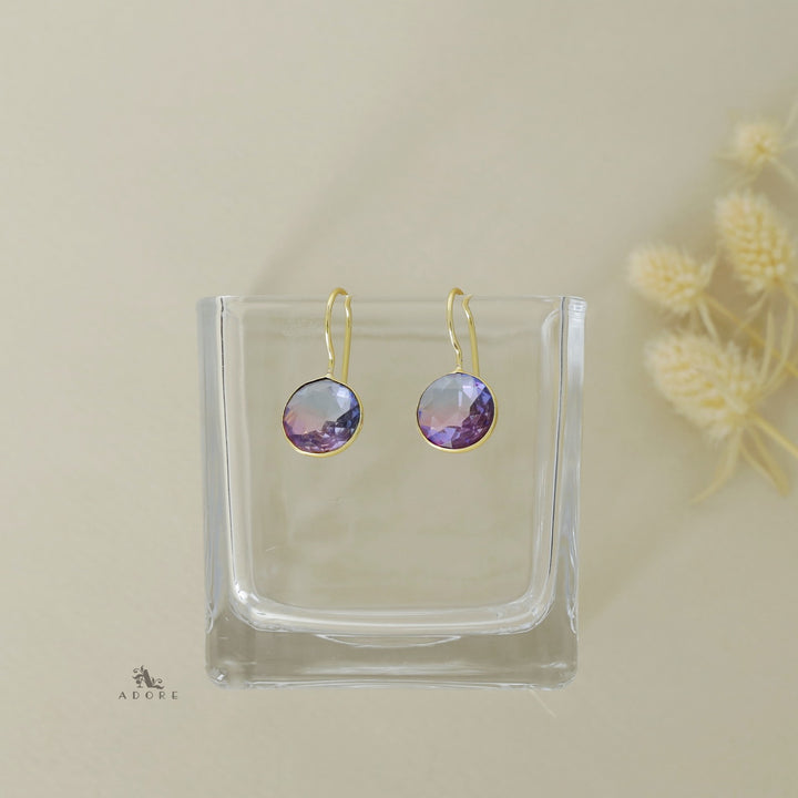 Glossy Round Drop Ametrine Stone Earring