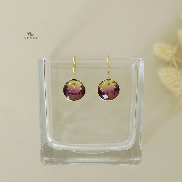 Glossy Round Drop Ametrine Stone Earring