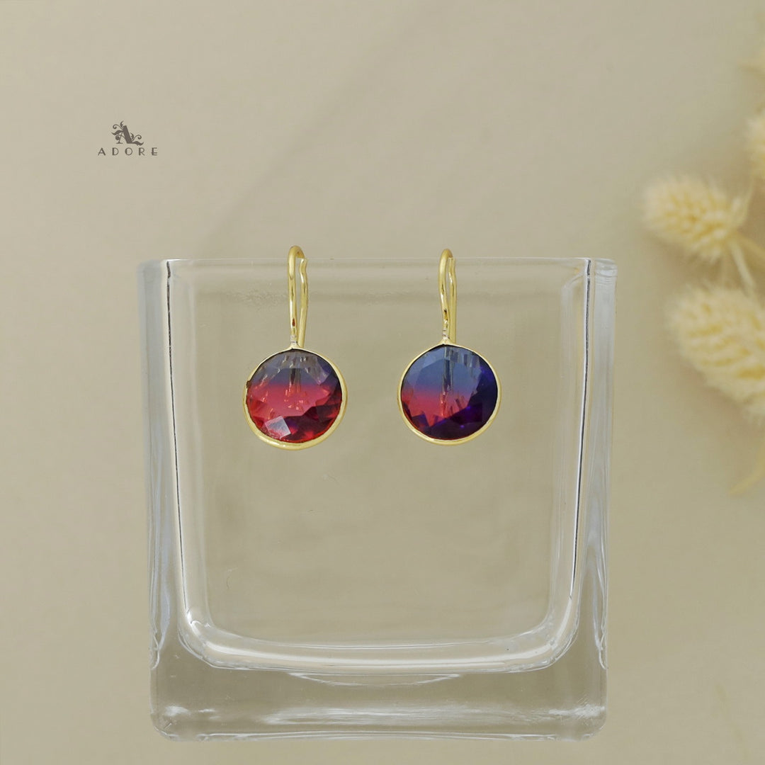 Glossy Round Drop Ametrine Stone Earring