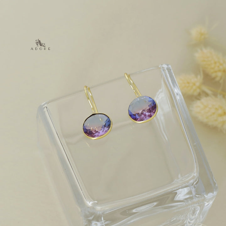 Glossy Round Drop Ametrine Stone Earring