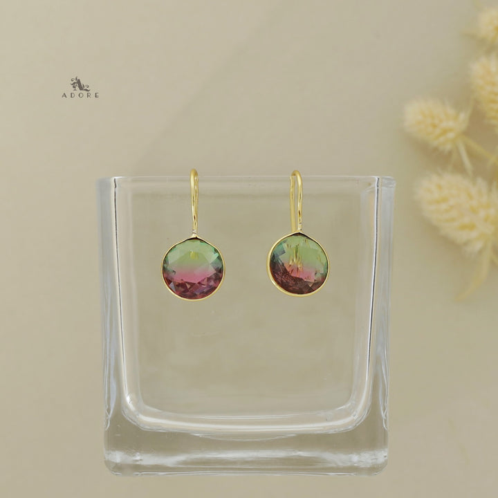 Glossy Round Drop Ametrine Stone Earring