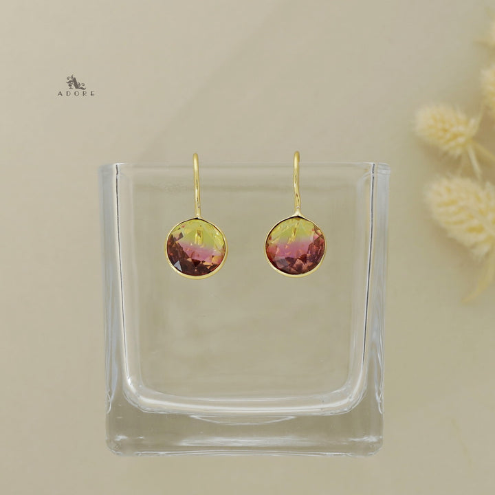 Glossy Round Drop Ametrine Stone Earring
