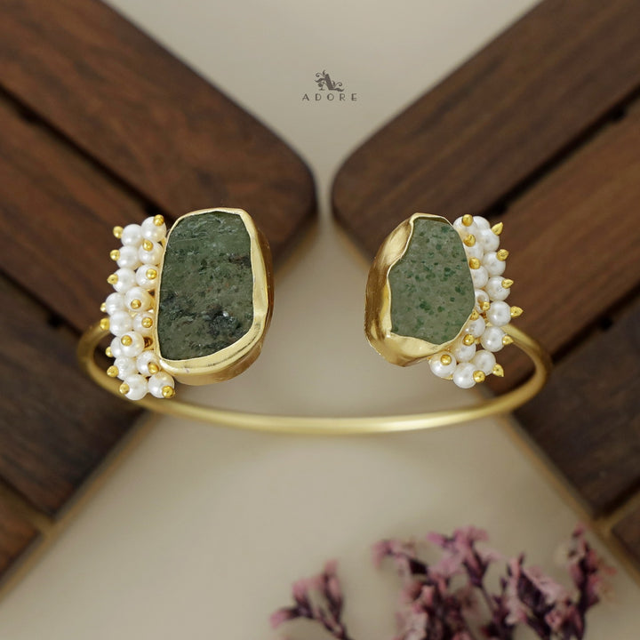 Caitlin Raw Stone Cluster Pearl Bangle