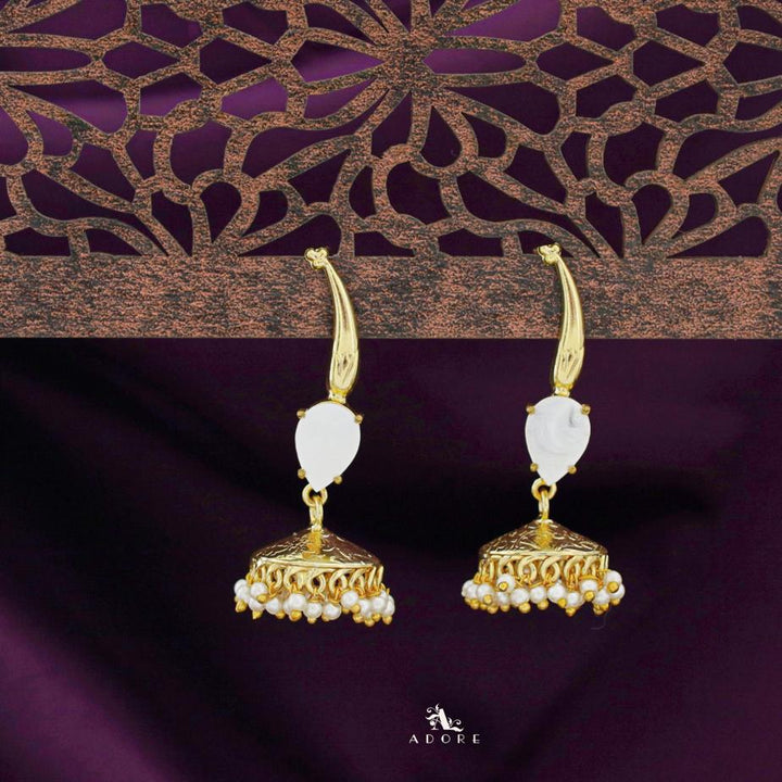Nadia Glossy Drop Cluster Pearl Jhumka