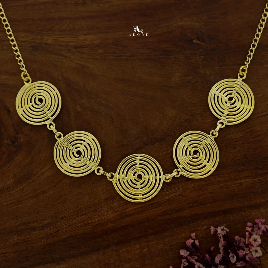 Golden Penta Circle Choker / Short Neckpiece