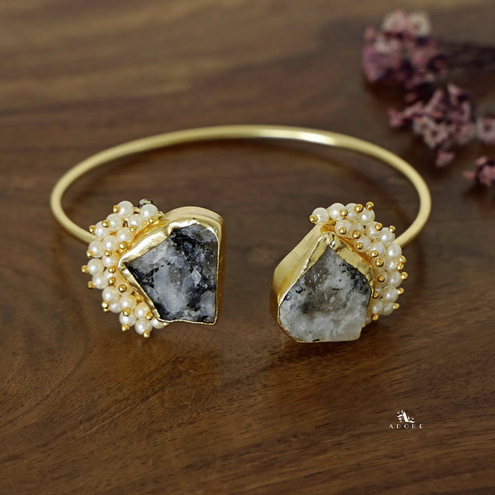 Caitlin Raw Stone Cluster Pearl Bangle