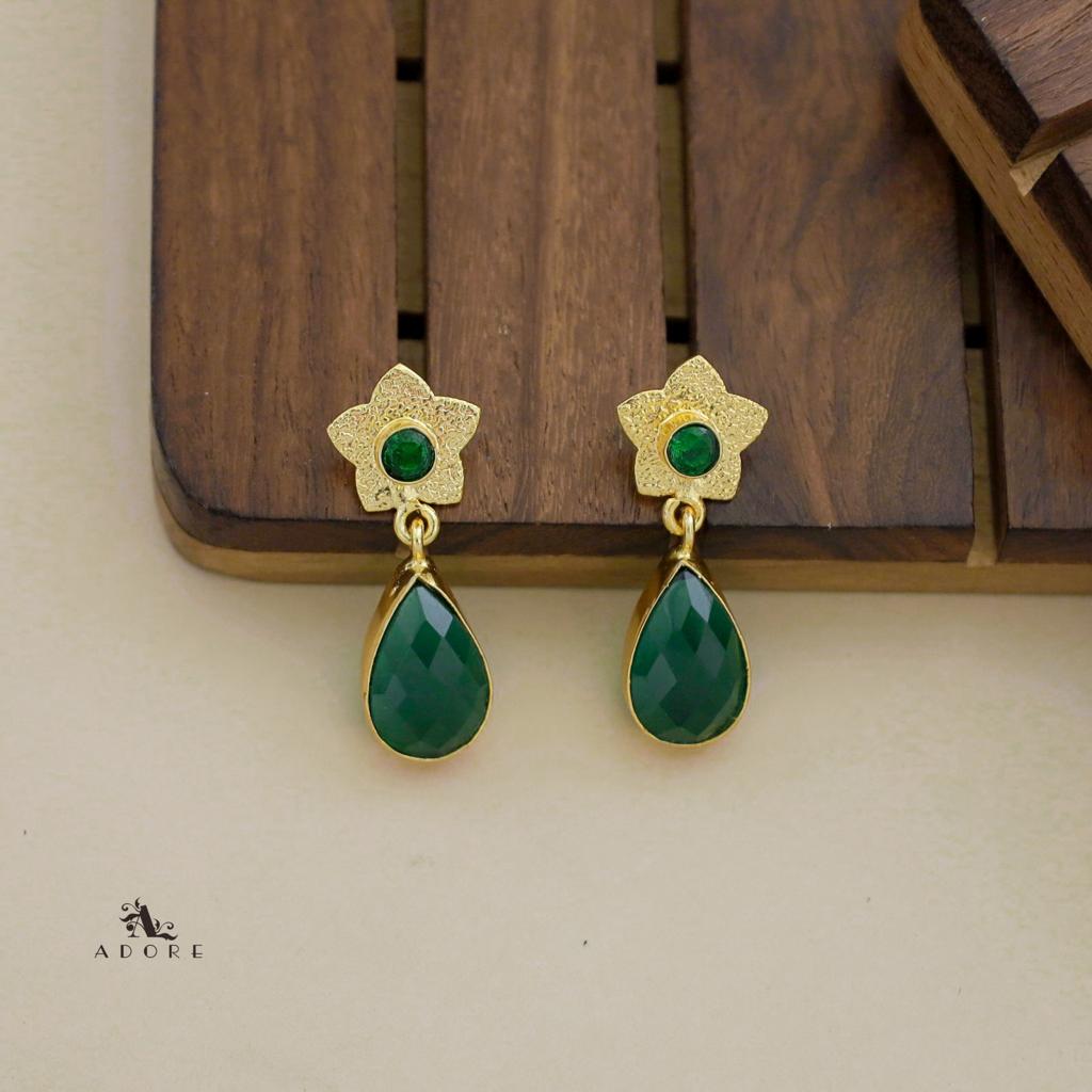Textured Glossy Floral Rain Drop Earring