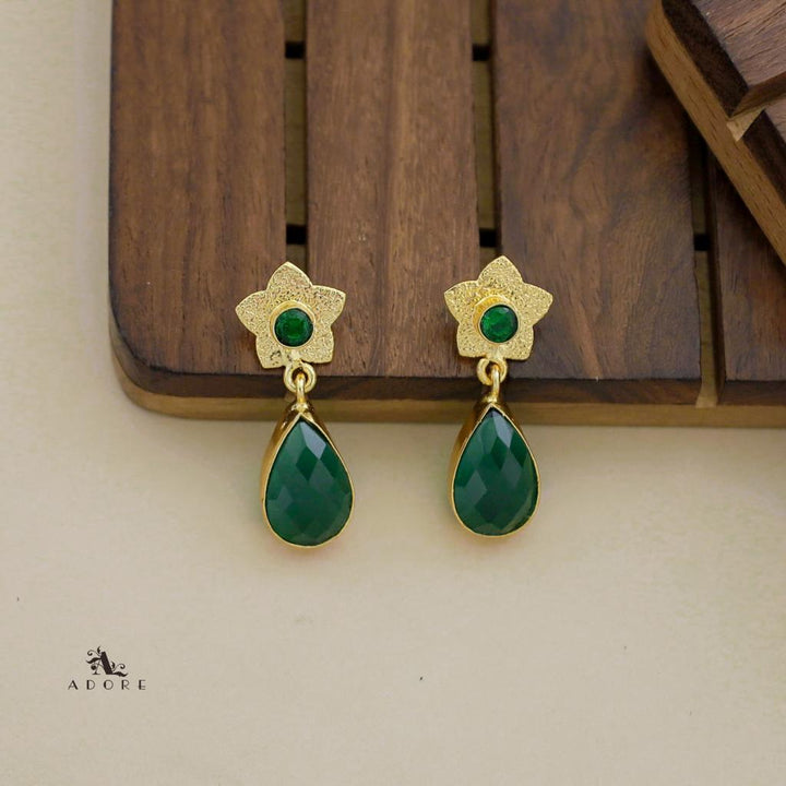Textured Glossy Floral Rain Drop Earring