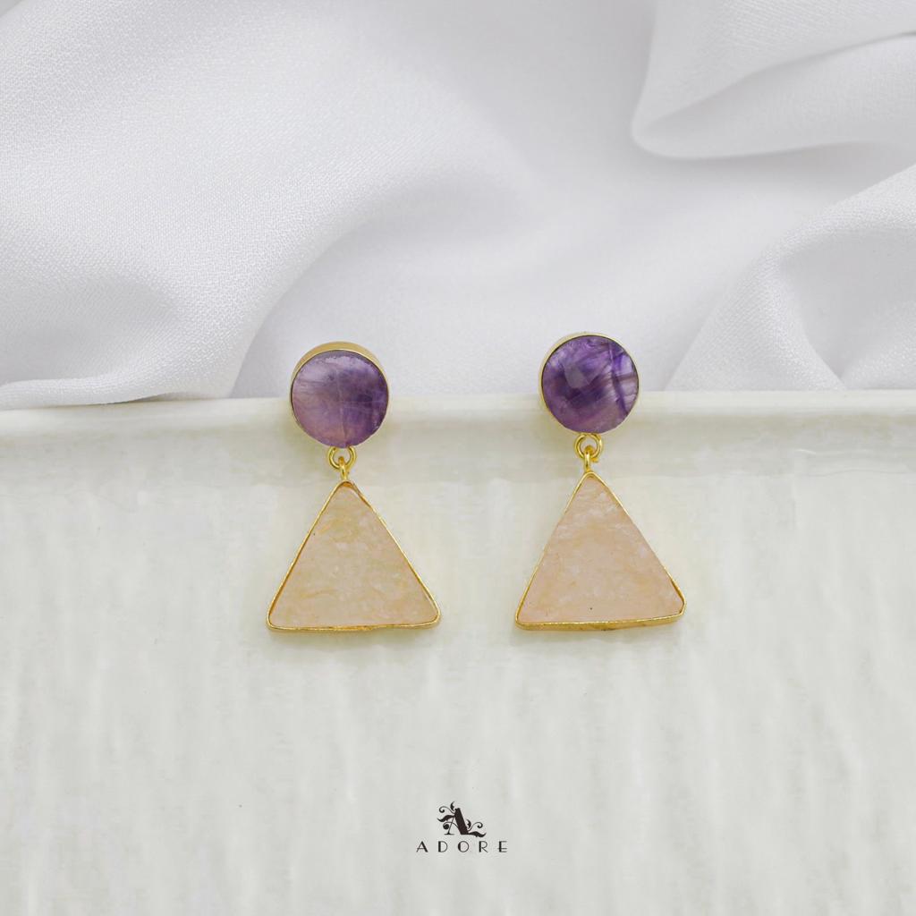 Raw Stone Triangle Earring (Colour Options)