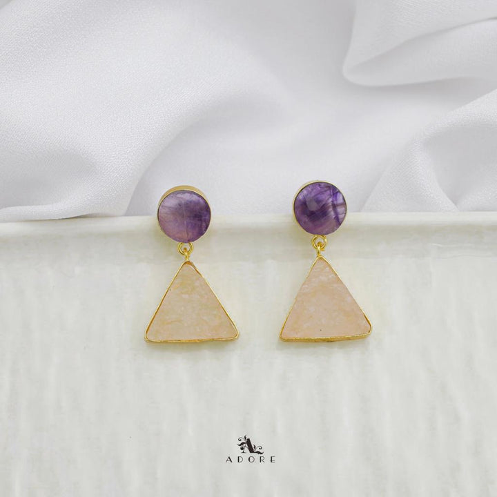 Raw Stone Triangle Earring (Colour Options)