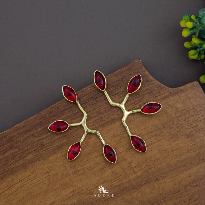 Golden Tetra Glossy Half Flower Earring