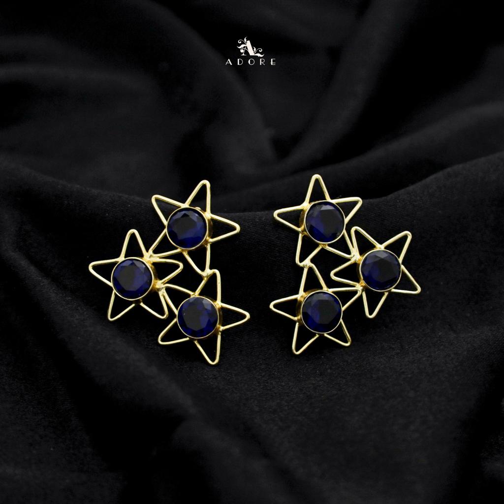 Golden 3 Star Glossy Earring