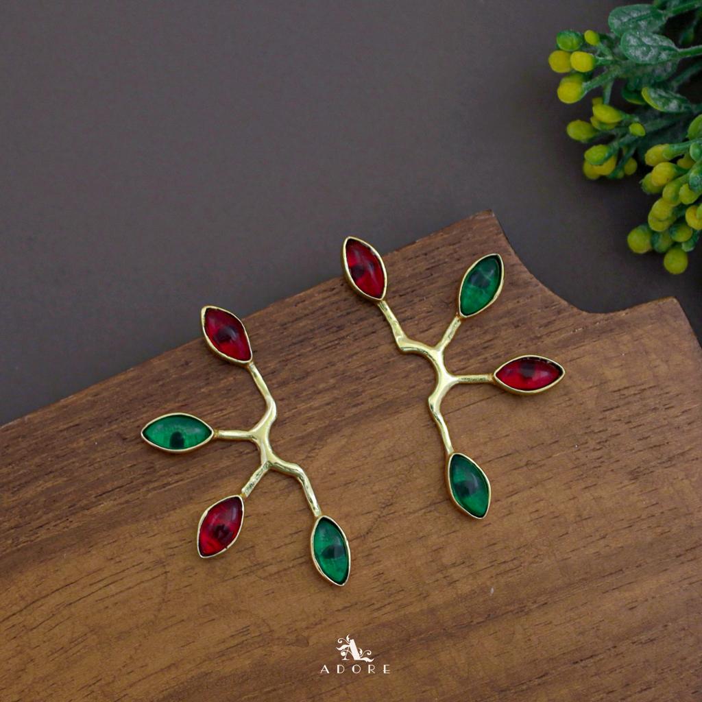 Golden Tetra Glossy Half Flower Earring