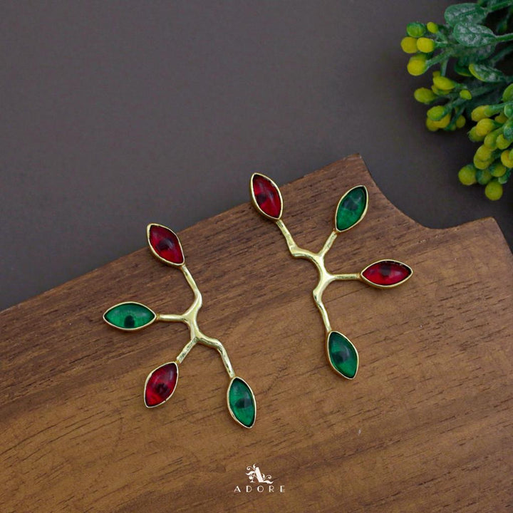Golden Tetra Glossy Half Flower Earring
