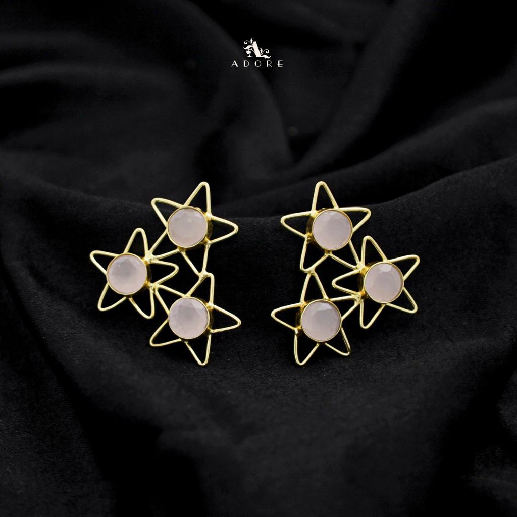 Golden 3 Star Glossy Earring