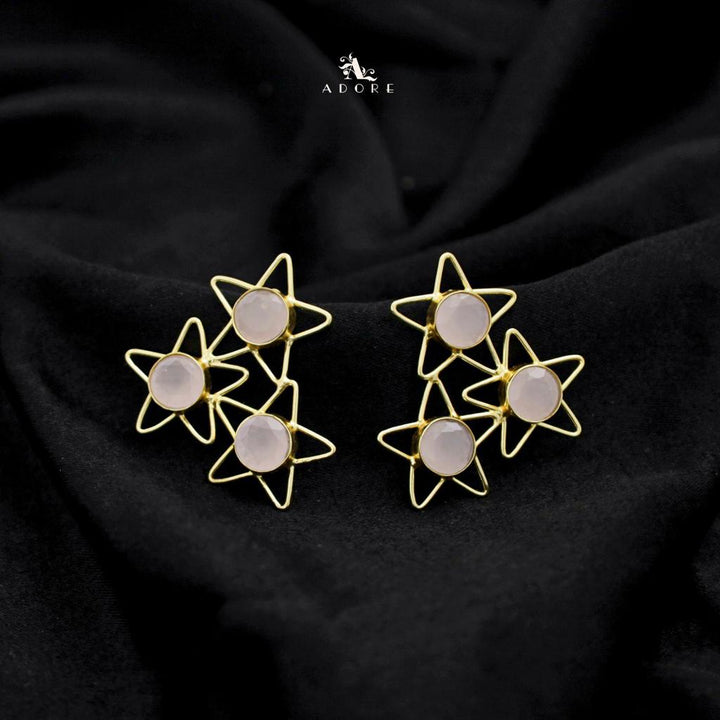 Golden 3 Star Glossy Earring