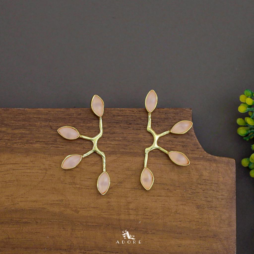 Golden Tetra Glossy Half Flower Earring