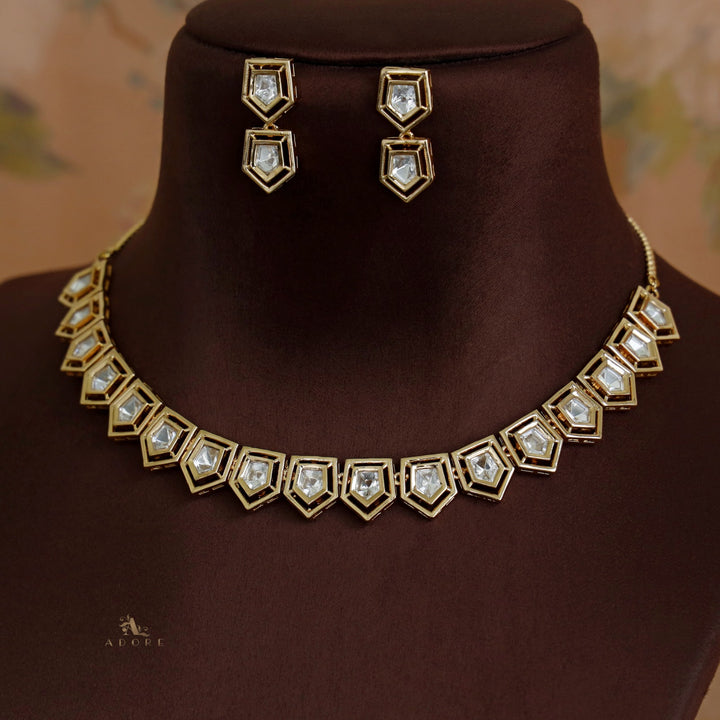 Madhumitha Premium Polki Kundan Neckpiece with Earring