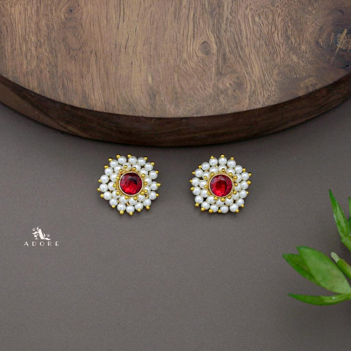 Lenoviya Glossy Cluster Pearl Neckpiece with Earring