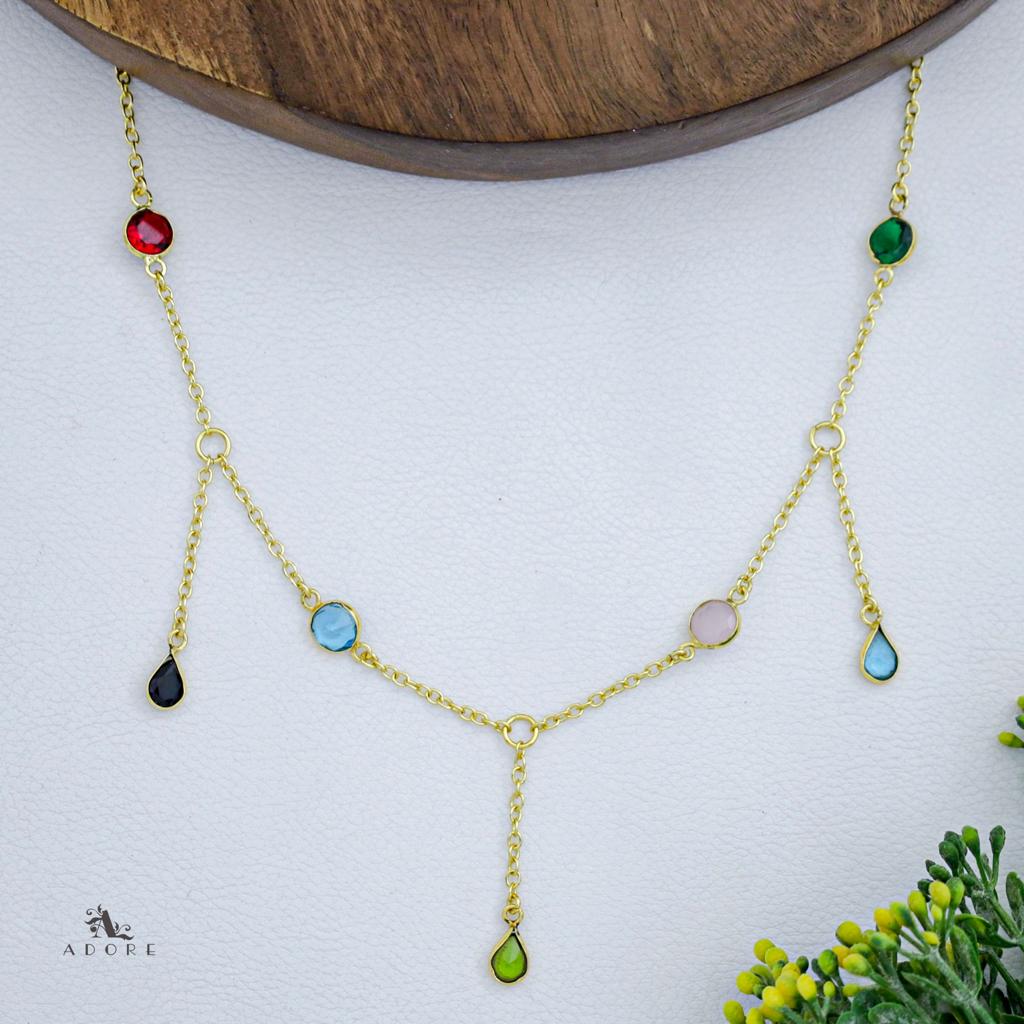 Glossy Drop 7 Stone Neckpiece