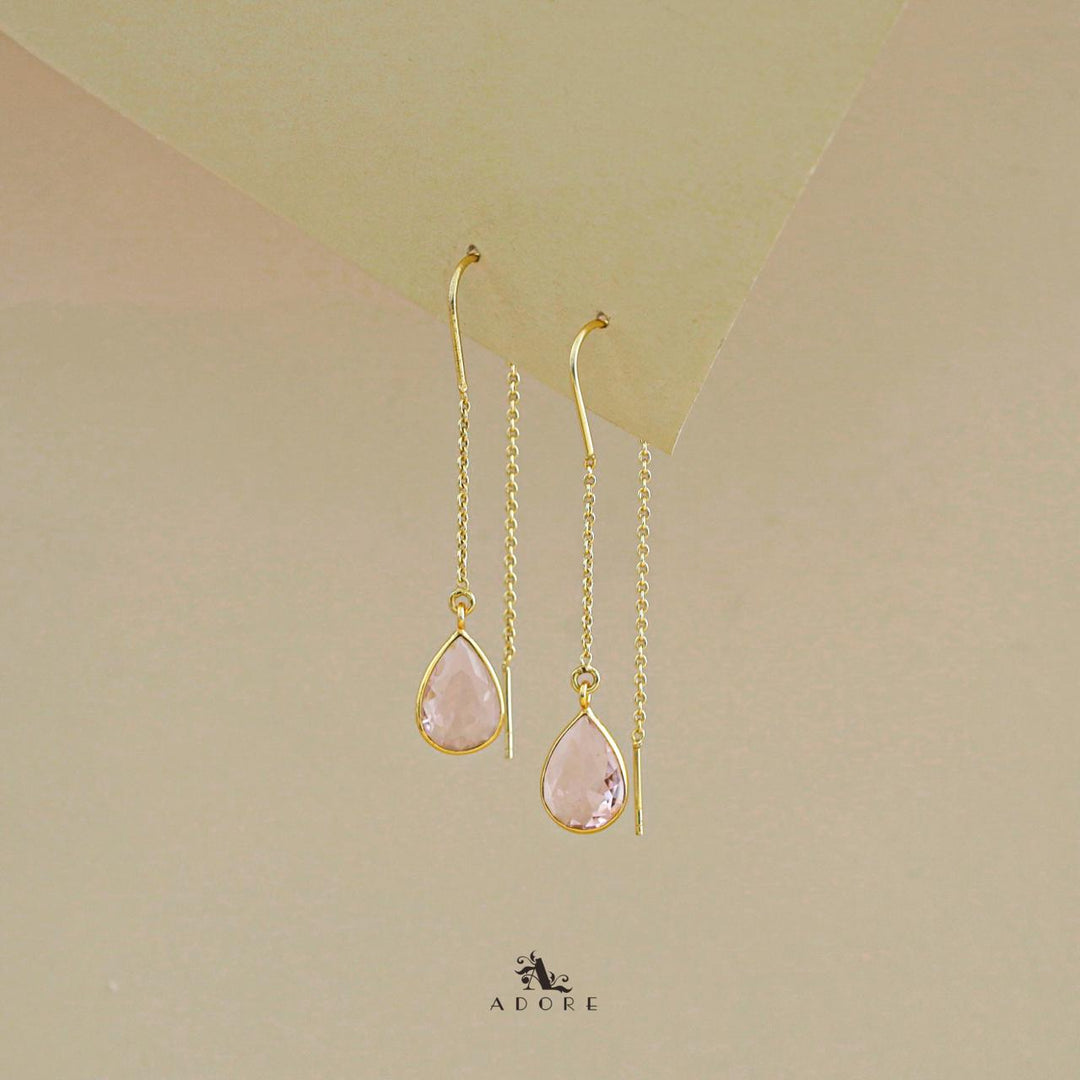 Fiyona Glossy Drop Chain Needle And Thread Earring