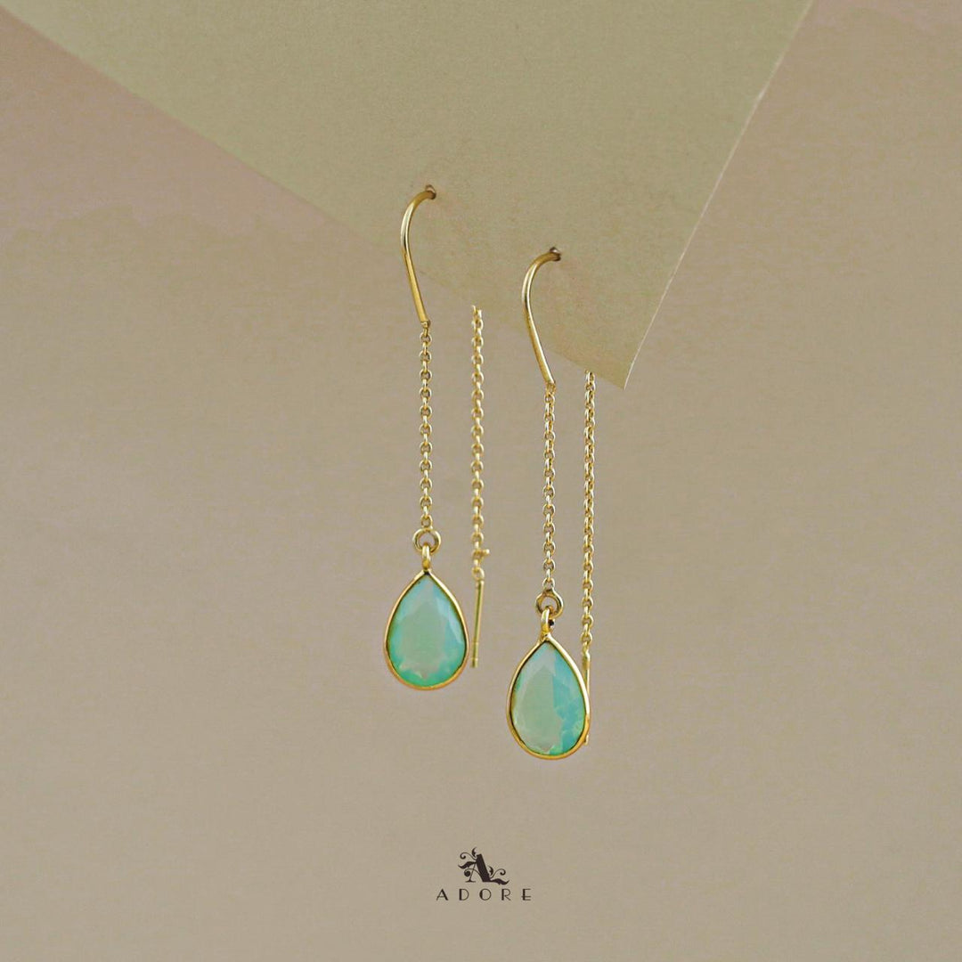 Fiyona Glossy Drop Chain Needle And Thread Earring