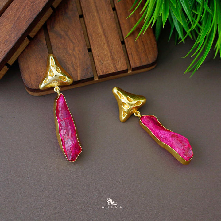 Golden Star Dyed Raw Stone Earring