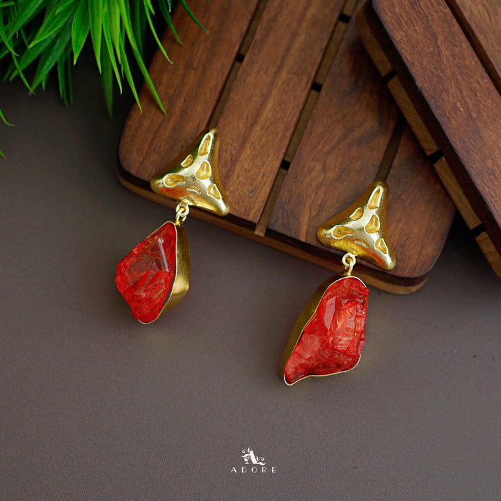 Golden Star Dyed Raw Stone Earring