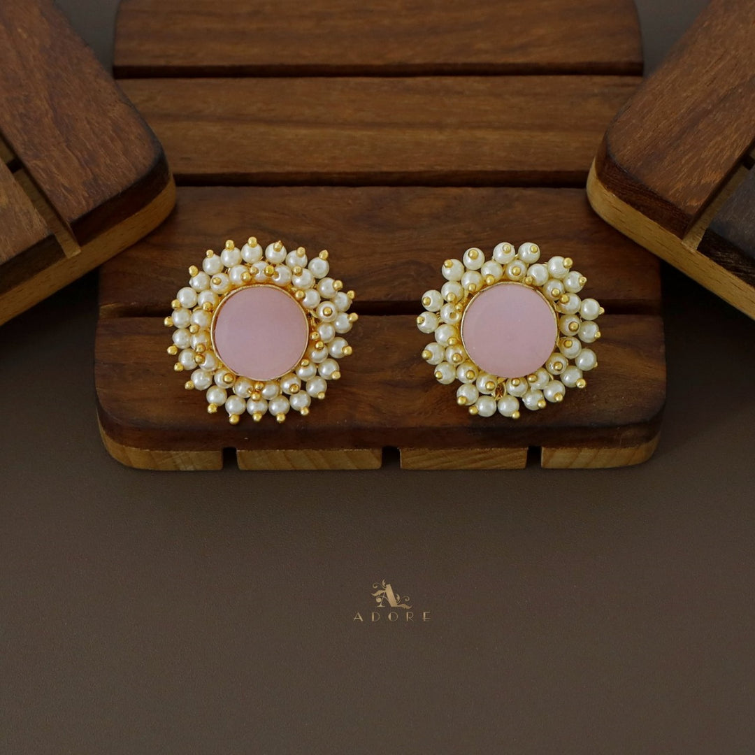 Harsha Raw Stone Full Cluster Pearl Short Neckpiece With Earring