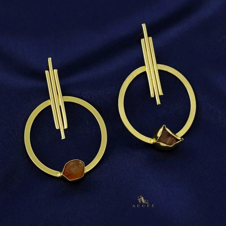 Laura Golden Sticky Round Raw Stone Earring
