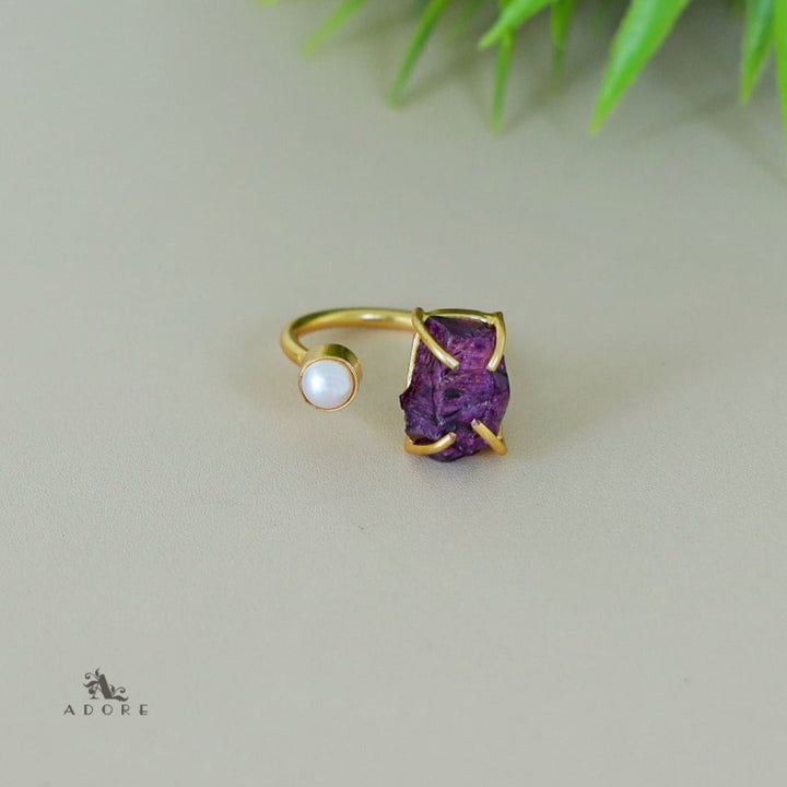 Ena Dyed Stone Plus Mini Pearl Ring