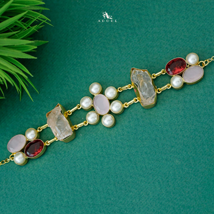 Dual Oval Glossy Pearl Raw Stone Choker