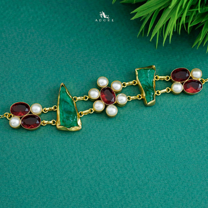 Dual Oval Glossy Pearl Raw Stone Choker