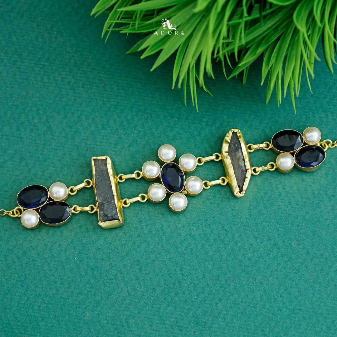 Dual Oval Glossy Pearl Raw Stone Choker