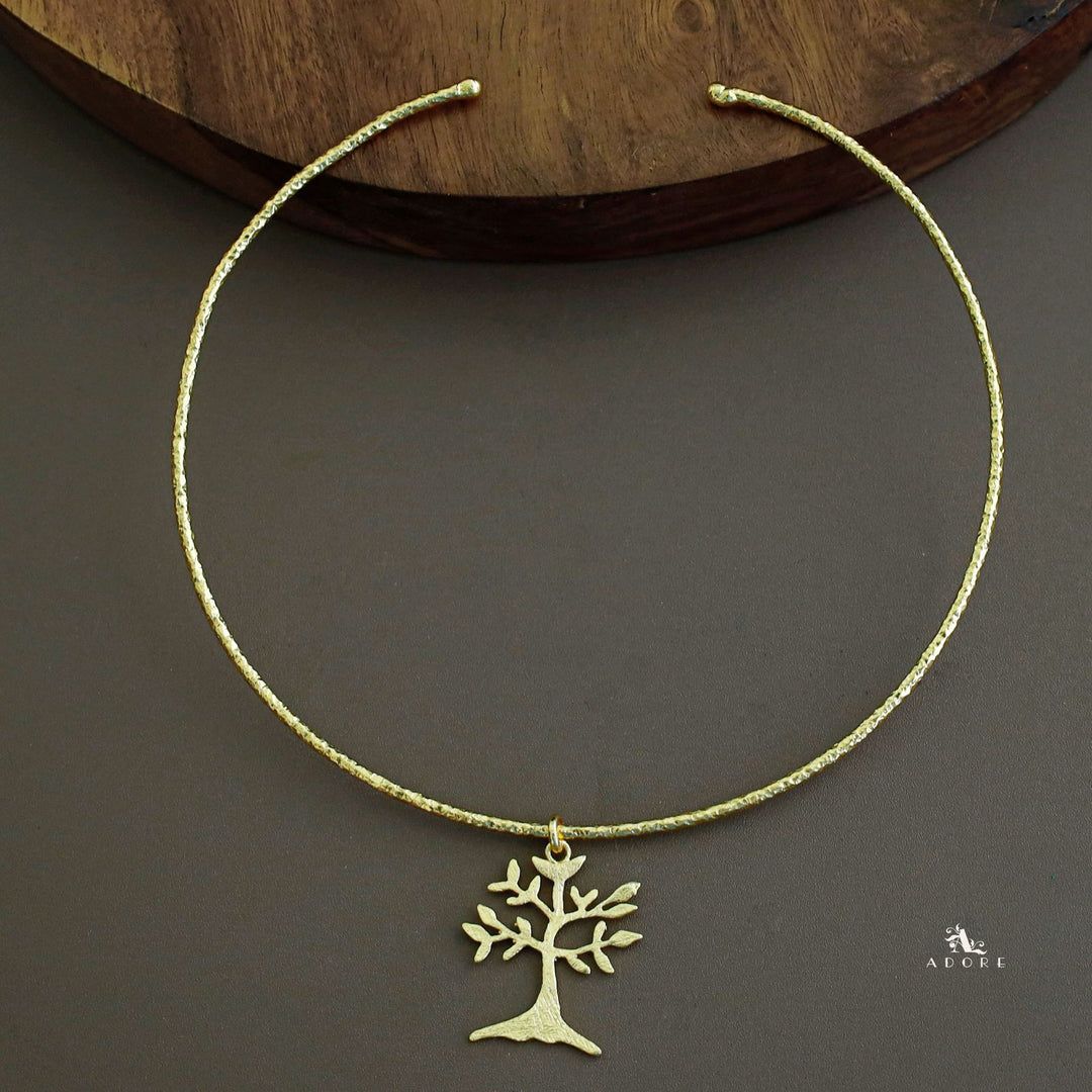 Golden Hammered Tree Neck Cuff